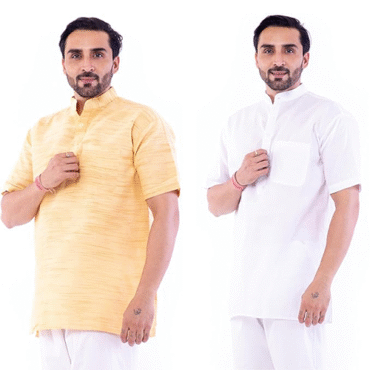 Men's Cotton Half Sleeve Kurta (2 Pack)