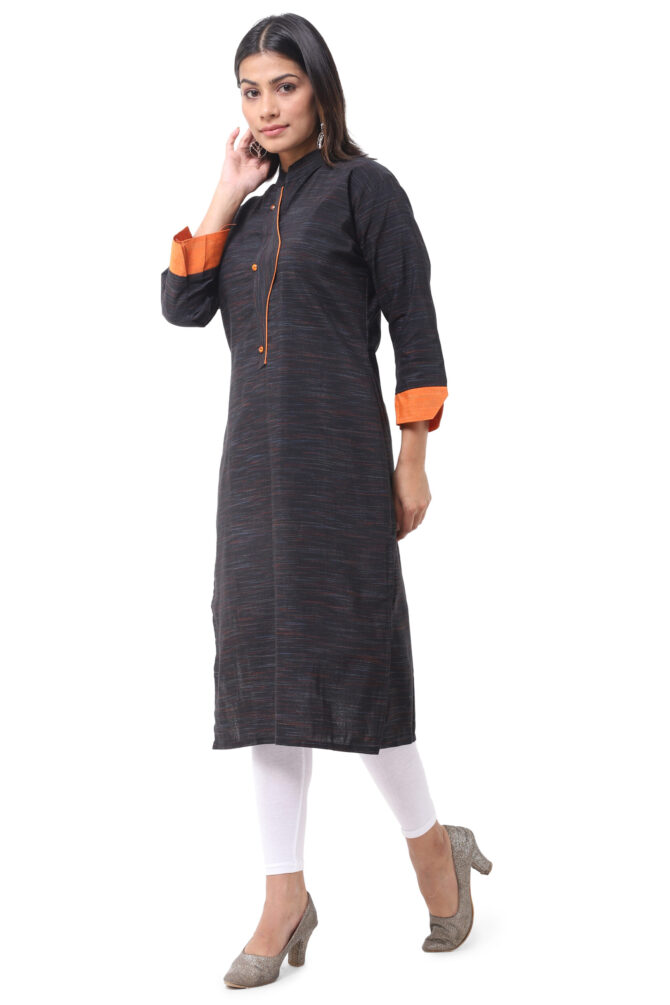Black Orange Kurti - Image 2