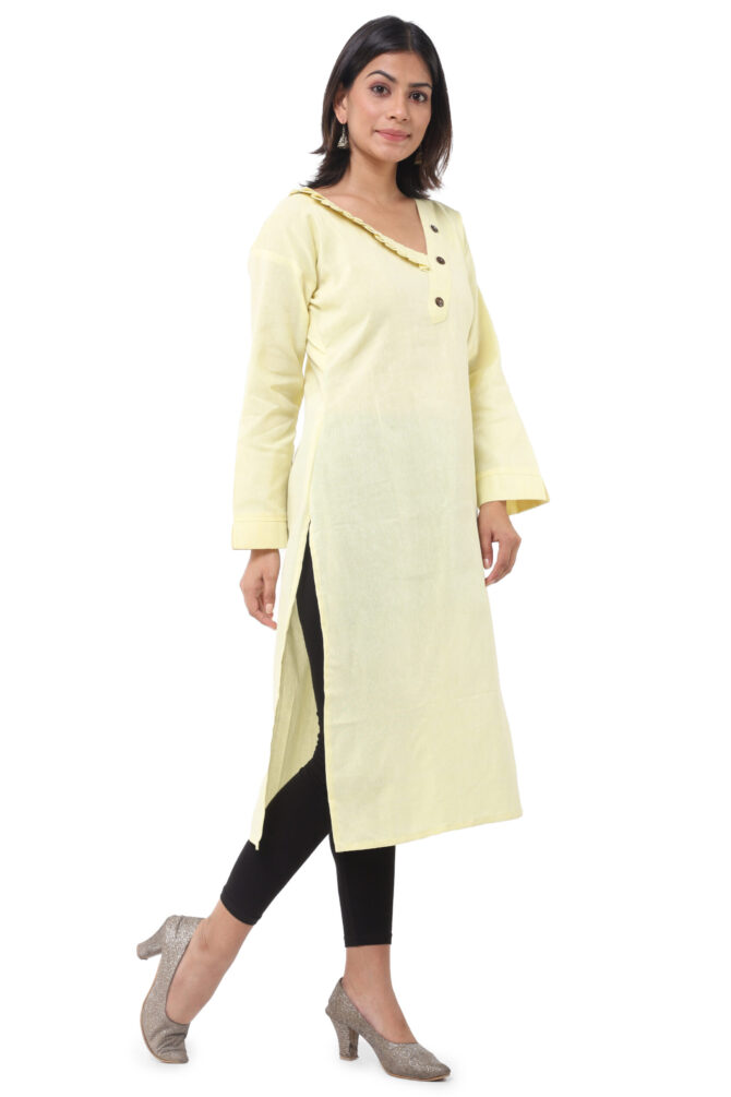 Yellow V-Neck Kurti - Image 2