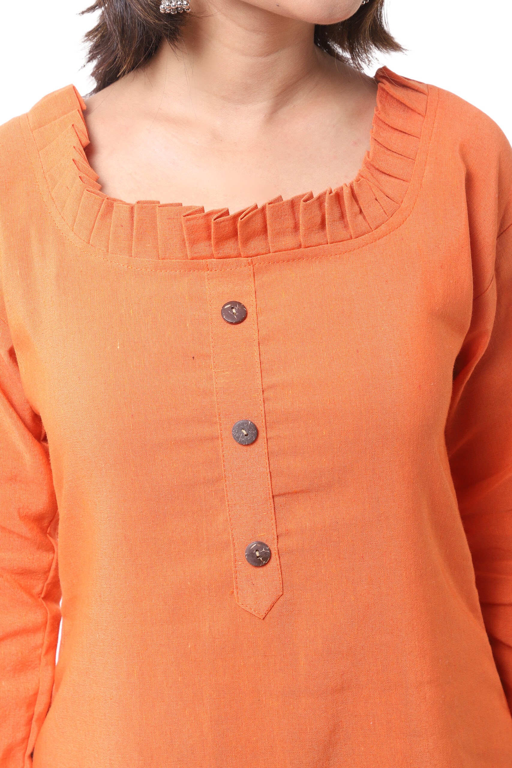Orange Round Shape Neck Kurti - Image 3