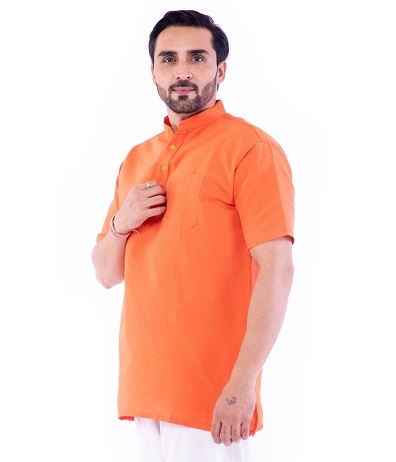 Half Sleeve Short Regular Kurta Cotton Ethnic Wear