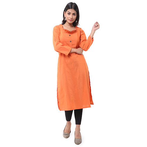 Orange Round Shape Neck Kurti